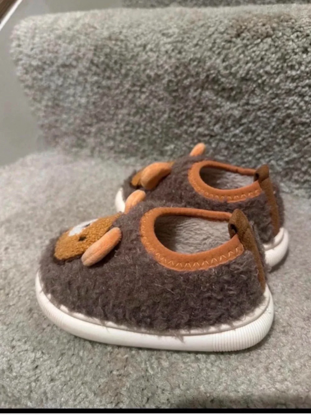 Brown Bear Plush Slip-On Kids Shoes